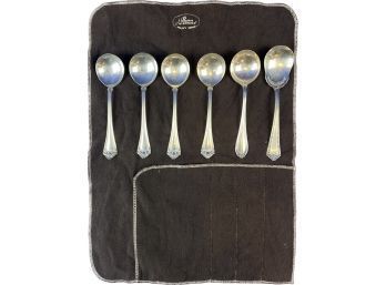 Silver Plate Spoons In Storage Sleeve - Five Soup & One Sugar