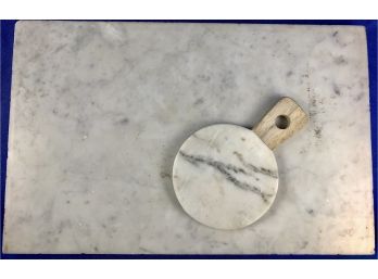 Vintage White Marble Pastry Stone & Coordinating Contemporary Cutting Board