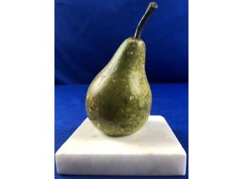 Vintage Stone Pear On Marble Base