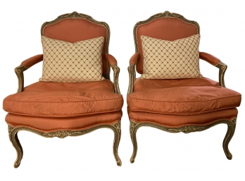Pair Of Antique Side Chairs  & Throw Pillows