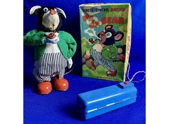 Vintage Mechanical Toy - 'Smoking Papa Bear' - With Original Box