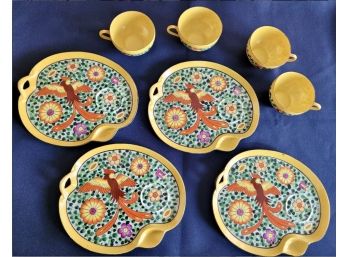 Vintage 'Made In Japan' Snack Plates With Tea Cups