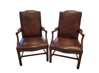 Pair Of Leather Arm Chairs