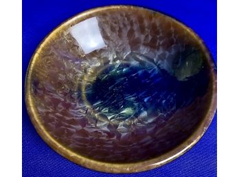 Small  Art Pottery Bowl With Crystalline Starburst Glaze - Signed On Base