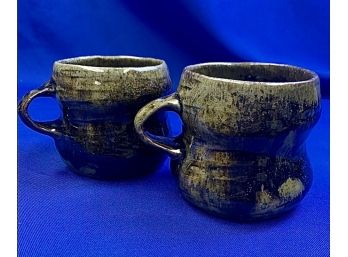 Pair Of Art Pottery Mugs - Stamped On Base By Artist