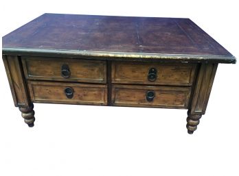 Leather Topped Coffee Table, Four Drawers