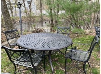 Patio Set 58 Inch Diameter Round Table With 4 Chairs