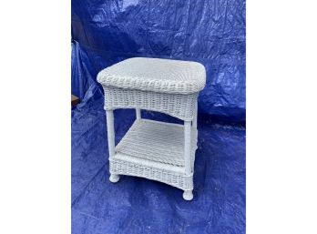 White Painted Wicker Table