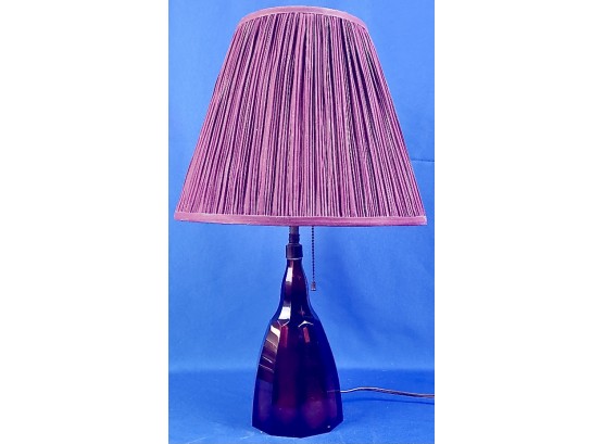 Vintage Lamp With Stunning Cranberry Glass Base & Double Bulb For Added Light