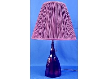 Vintage Lamp With Stunning Cranberry Glass Base & Double Bulb For Added Light