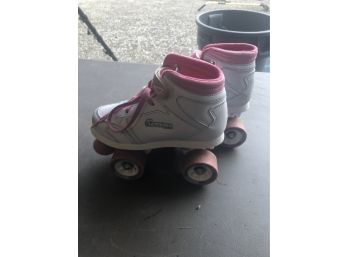 Roller Skates, Childrens Size 1, White With Pink