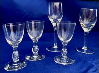 5 Assorted Small Cordial Glasses