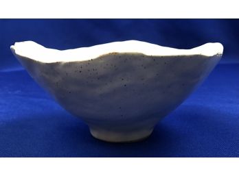 Contemporary Ceramic Bowl With Asymmetrical Free Form Design - Signature On Base