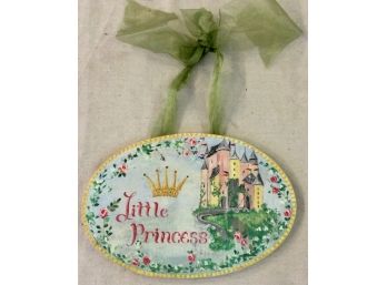 Little Princess - Printed Sign On Composite Board-Floral With Castle