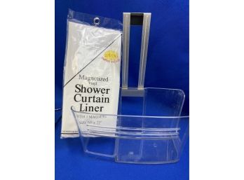 Shower Caddy With Bonus Shower Curtain Liner