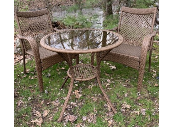 Resin Wicker Outdoor Table And 2 Chairs