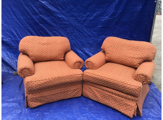 Pair Of Upholstered Swivel Chairs