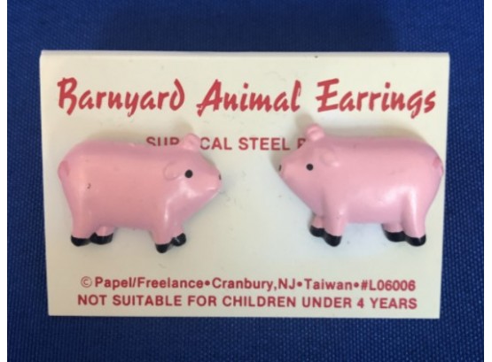 Cute Pig Earrings With Surgical Steel Posts