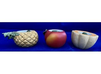3 New Ceramic Votives: Pineapple, Apple & Cantaloupe