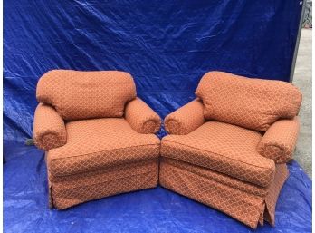 Pair Of Upholstered Swivel Chairs