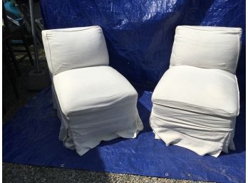 Pair Of Linen Slipcovered Chairs