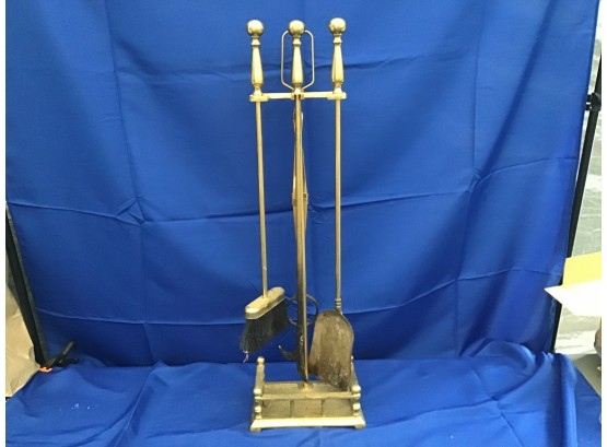 Solid Brass Fireplace Tool Set - 33'