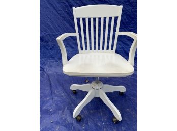 White Wooden Office Chair With Swivel