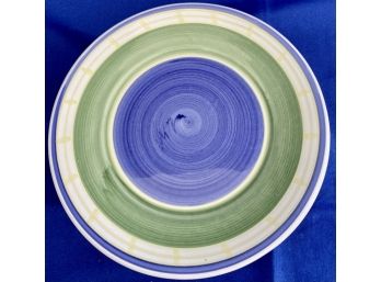 4 Blue And Green Williams Sonoma Plates - Signed 'Made In Italy For Williams Sonoma'