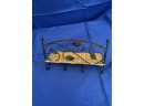 Small Wrought Iron And Wicker Hanging Shelf