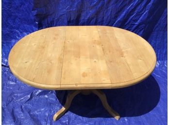 Round Pine Pedestal Table With Extra Leaf