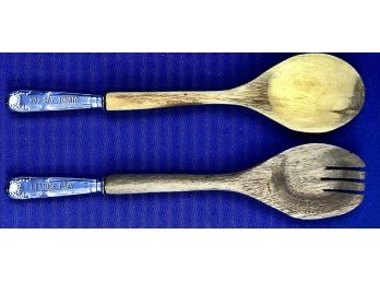 Wooden Spoons With Whimsical Silver Tone Handles