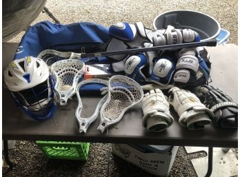 Lacrosse Lot - Helmet, Gloves, Padding, Stick, Heads & Large Travel Bag