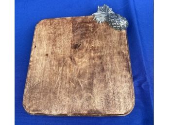 Small Wooden Cheese Board With Metal Pineapple