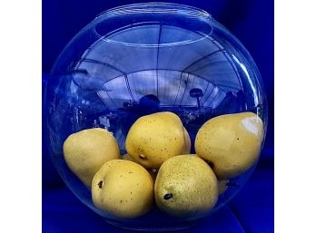 Large Glass Globe With Faux Pears