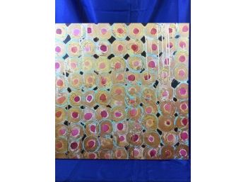 Pink Dots Abstract Canvas Print Stretched On Wooden Frame