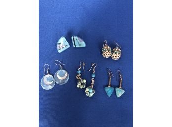 Lot Of Turquoise Colored Pierced Earrings