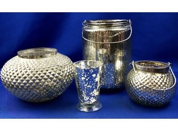 Four Assorted Silvery Glass Vases