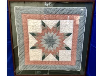 Quilt- Star Design- HAND- Stitched - Rose, Blue, Green Colors