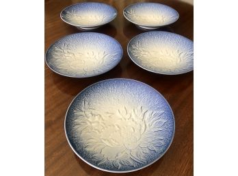 Set Of Five Japanese Porcelain Plates - Hand-Signed On Base