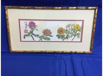ORIGINAL Japanese Chrysanthemum Painting On Rice Paper