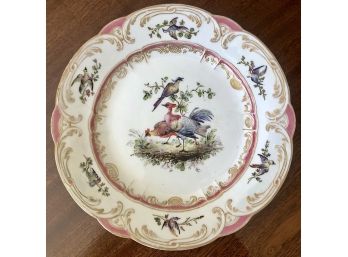 Antique Vincennes Porcelain Plate - Signed On Base With Interlocking L's & Interior A