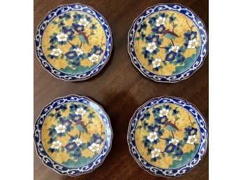 Set Of Four Chinese Porcelain Plates - Signed On Base