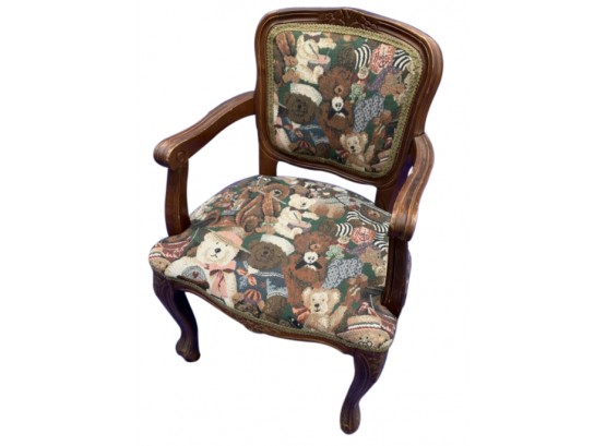 Child's Chair Custom Upholstered In Teddy Bear Tapestry Fabric