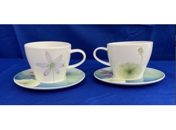 Pair Of Nano Floral Cups And Saucers.
