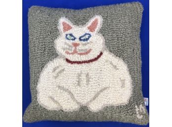 Chandler 4 Corners Hooked Throw Pillow Depicting A Cheeky Cat