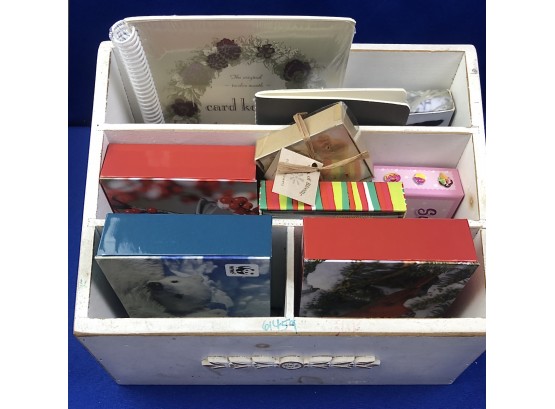 Wooden Desk Organizer With Card Collection