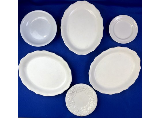 Six White Vintage Plates