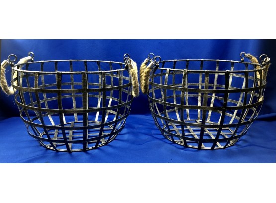Two Large Iron Baskets