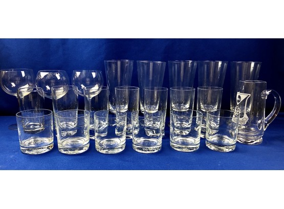 Glassware Collection - 22 Pieces - Whiskey, Highball, Beer, Stemmed Wine, Plus Olympic Commemorative Stein