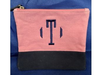 Pink And Navy Letter T Canvas Bag